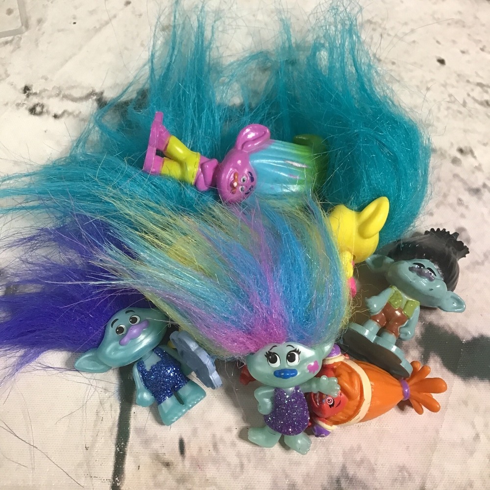 DreamWorks Trolls Mini Figures Brushable And Vinyl Cake Topper Toys Lot Of 8‎